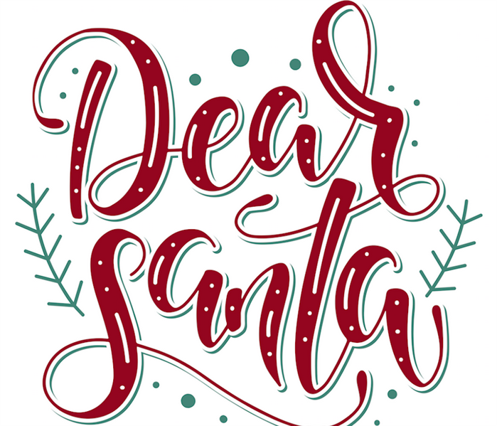 white sign stating "dear Santa"